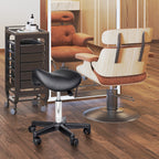 HOMCOM Swivel Saddle Stool with Wheels and Adjustable Height, Padded and Covered in Faux Leather, Black - Borgè
