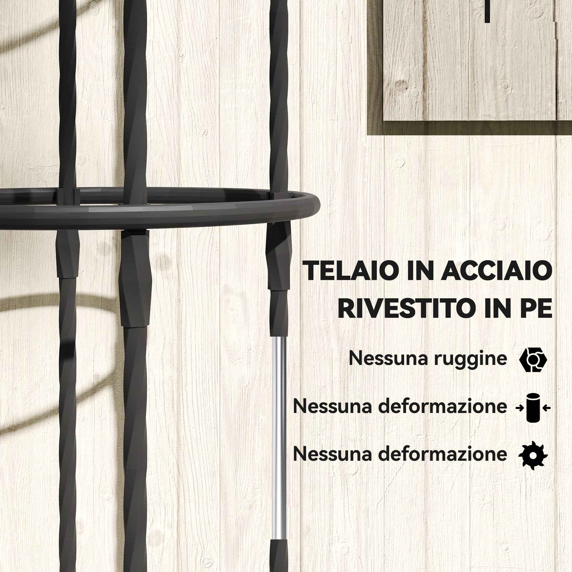 Outsunny 2-Piece 1.7m Tall Rustproof Steel Climbing Plant Supports with Decorative Trim, Black