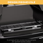 Folding Aluminum Wheelchair Ramp with Deflectors and Stickers, 122 x 73.6 x 5.1 cm, Black