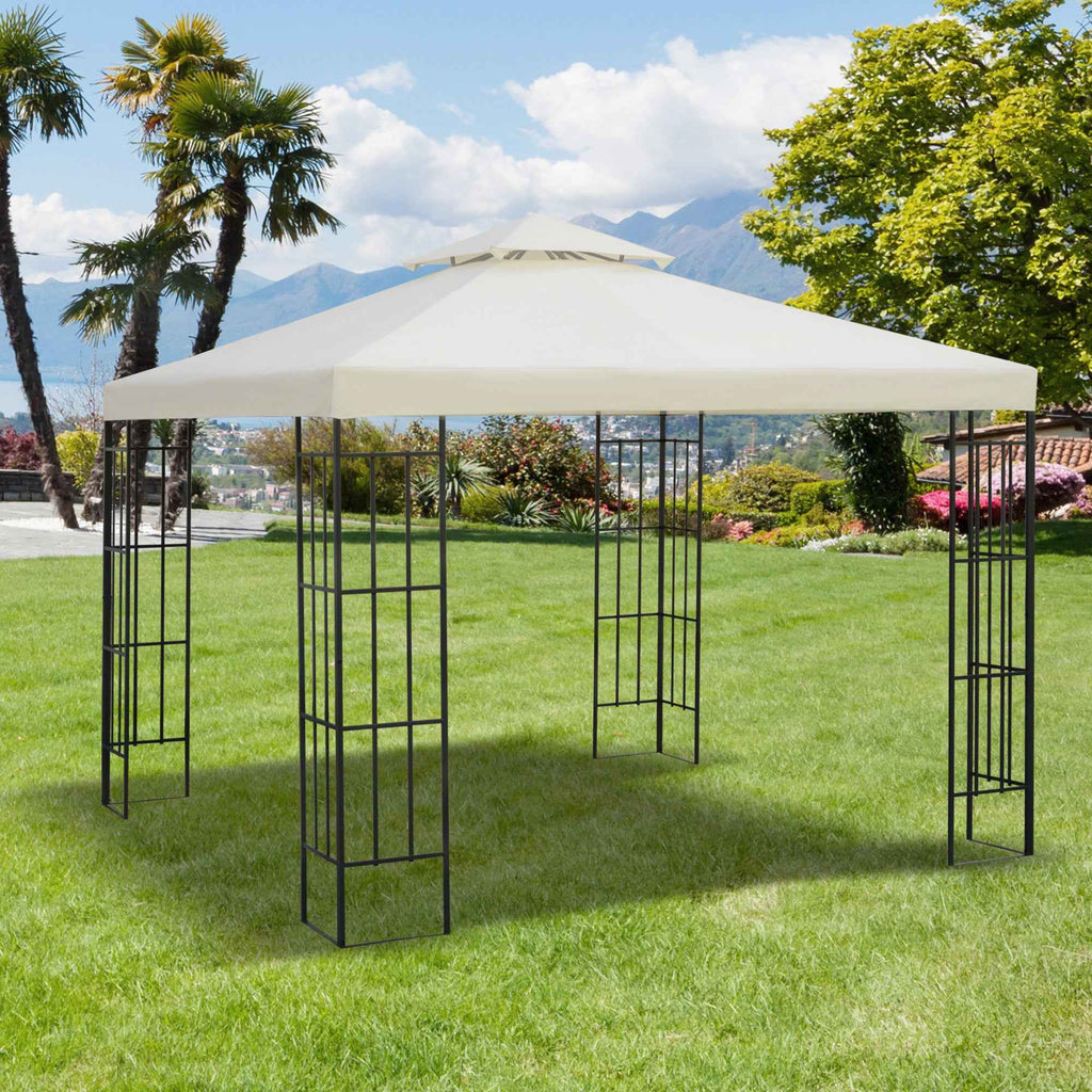 Outsunny Garden Gazebo Cover Replacement Roof Anti-UV Waterproof Polyester 3x3m Cream