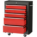 HOMCOM Tool Cart with 5 Drawers, EVA Mats, Lock and 2 Keys, 4 Swivel Wheels, Black Red