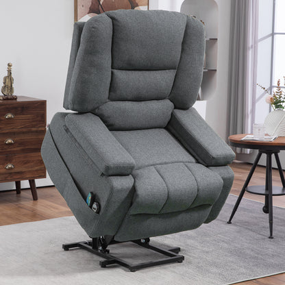 Lift Reclining Chair with 8 Massage Points, in Linen Effect Fabric, 97x90x102 cm, Grey