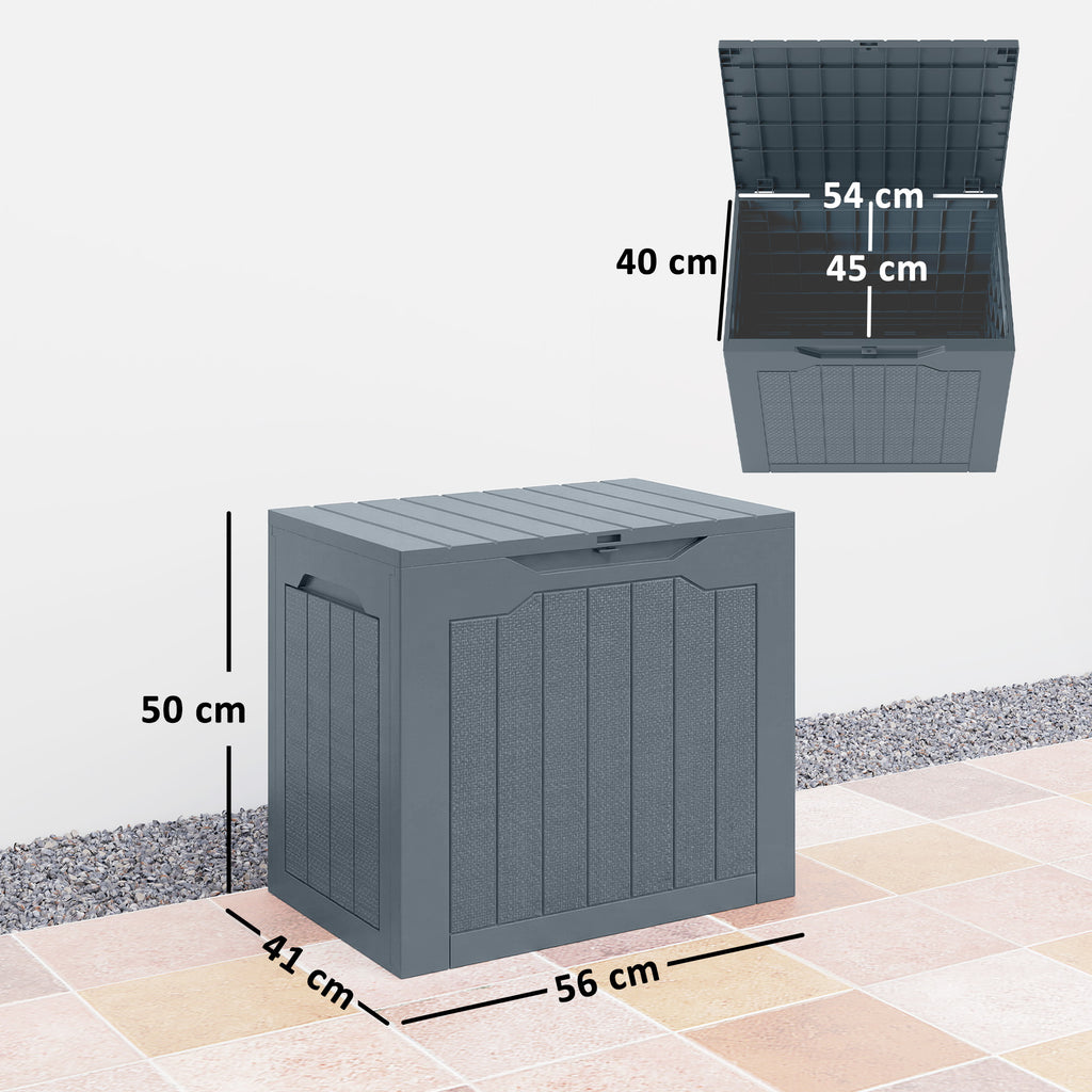 Outsunny Waterproof Garden Storage Box with Handles, PP, 56x41x50 cm, Light Grey