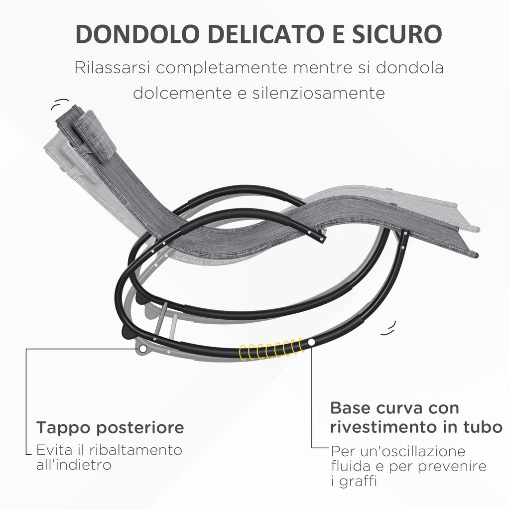 Outsunny Waterproof Outdoor Zero-Gravity Rocking Deck Chair with Headrest, 155x61x88 cm, Gray - Borgè