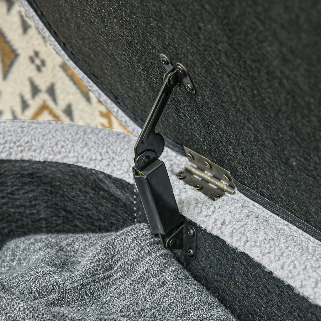 Teddy Fabric Bed End Bench with Storage Compartment, 116x41x40.5cm, Light Grey