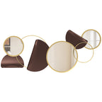 Modern 3D Metal Wall Decoration with Mirrors for Living Room and Entrance, 101x41.5 cm, Gold