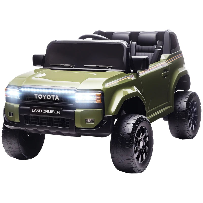 Toyota Land Cruiser 12V Electric Ride-On Toy Car with Remote Control, Ages 3-8, Green