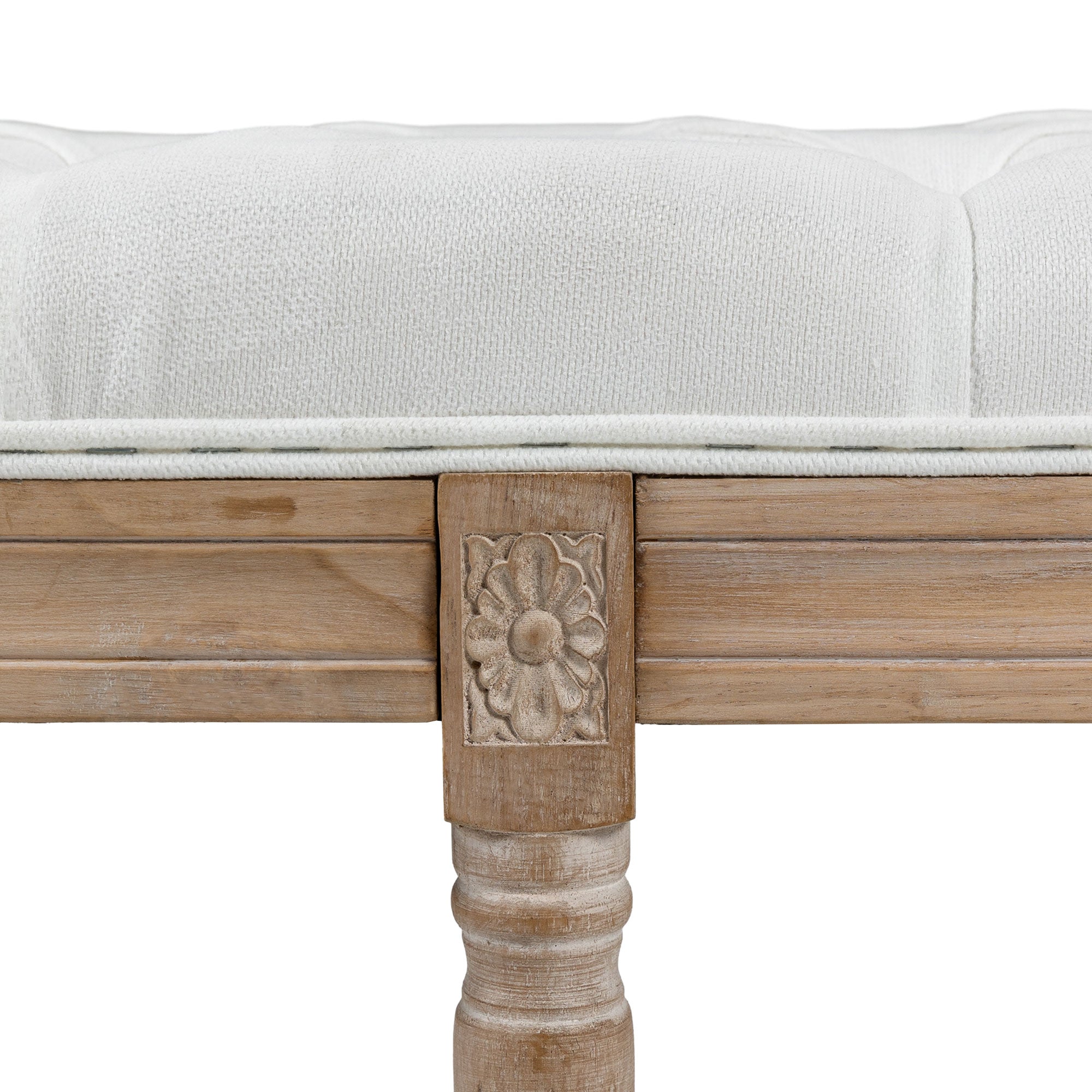 Vintage Style Upholstered Bedside Bench in Fabric and Wooden Legs, 117x40x48