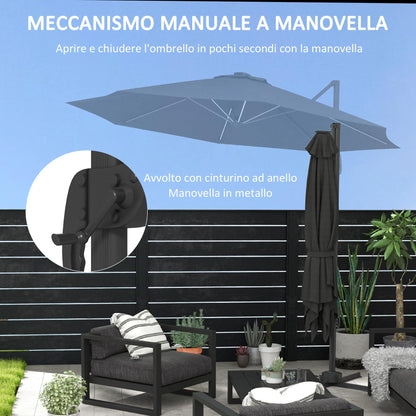 Outsunny Outdoor Umbrella with LED Lights and Adjustable Angle, in Aluminum and Polyester Ø3x2.5 m, Gray