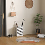 Design Umbrella Stand with Drip Tray and 4 Metal Hooks, 28x14x41 cm, White