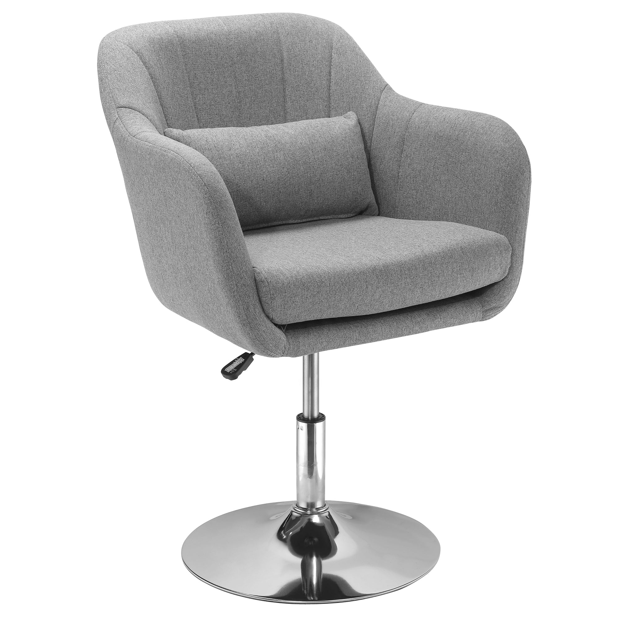 Swivel Chair with Adjustable Height, with Cushion, Lumbar Support and Armrest, 60x60x79-91 cm, Grey