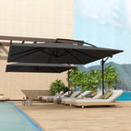 Garden Umbrella with Arm 3.6x3.9 m 360° Swivel and Tilting, Crank Opening, Gray