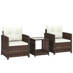 Outsunny 3-Piece PE Rattan and Steel Garden Set with 2 Armchairs with Cushions and Coffee Table, Brown and Cream
