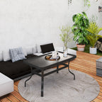Rectangular Outdoor Coffee Table in Black Metal with Tempered Glass Top, 95x55x46 cm