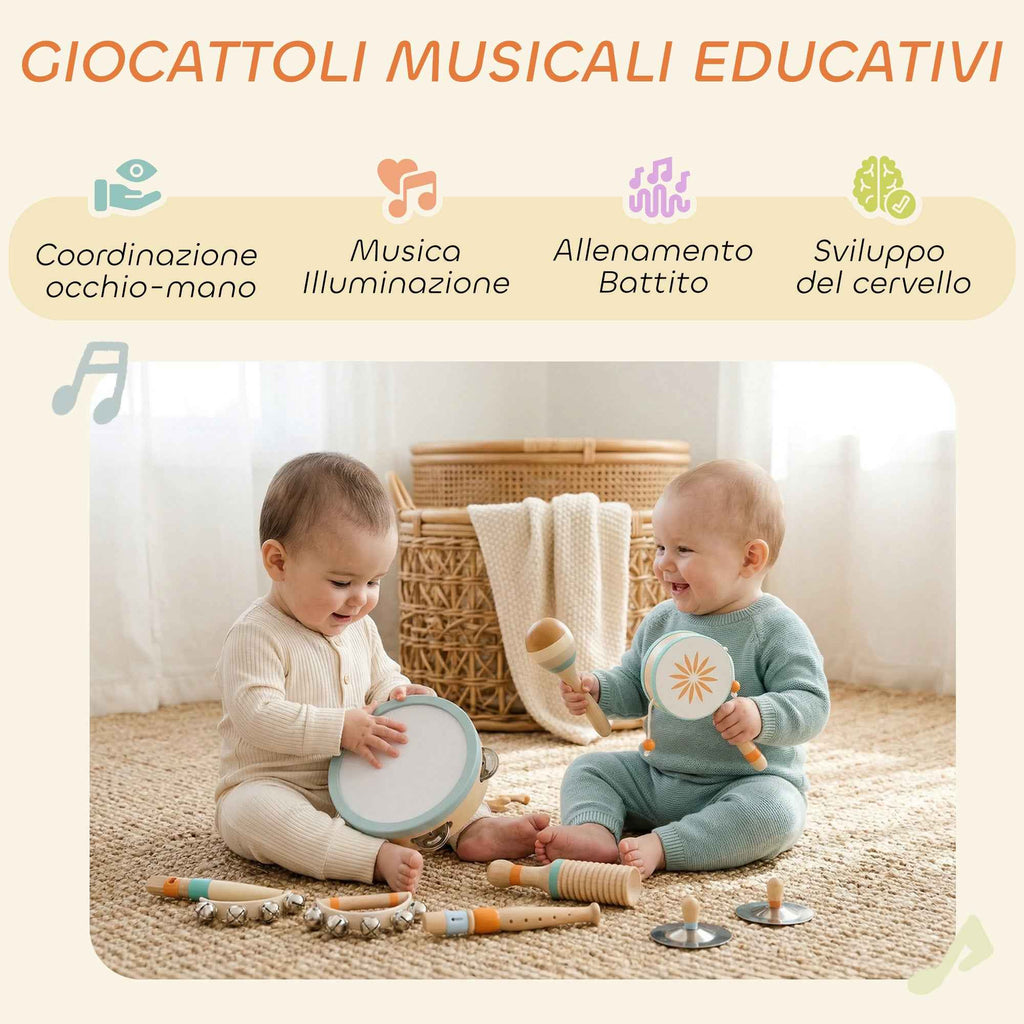 Kids Musical Instruments, Montessori Wooden Percussion Set