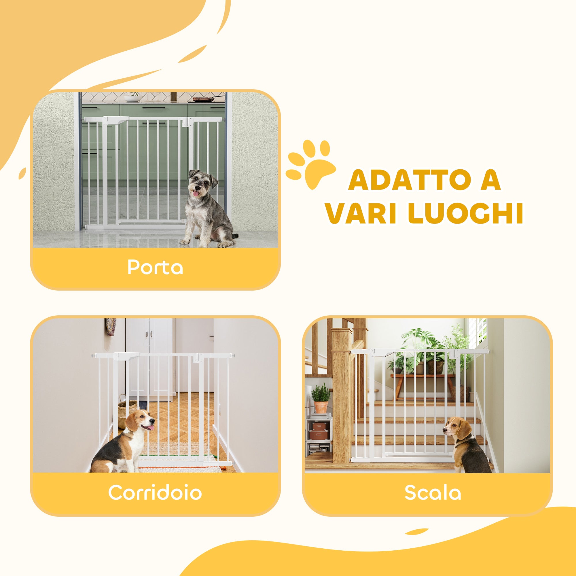 PawHut Baby and Pet Safety Gate, Self-Closing and Pressure Fit, 76-103x76 cm, White