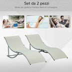 Outsunny Set of 2 Folding Garden Loungers, Aluminum and Textilene Sun Lounger, 61x165x63 cm