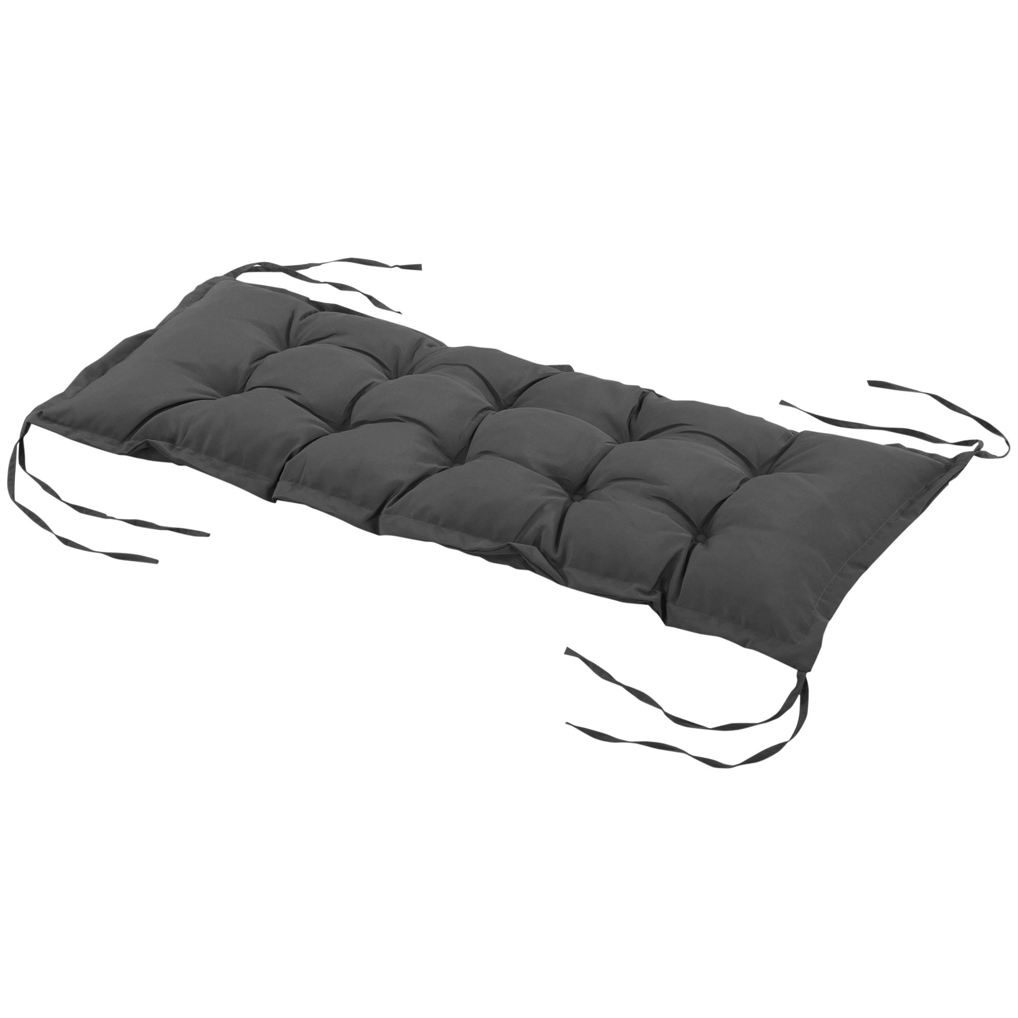 Garden Bench Cushion with Ties and Thick Padding, 100x40cm, Dark Gray - Borgè