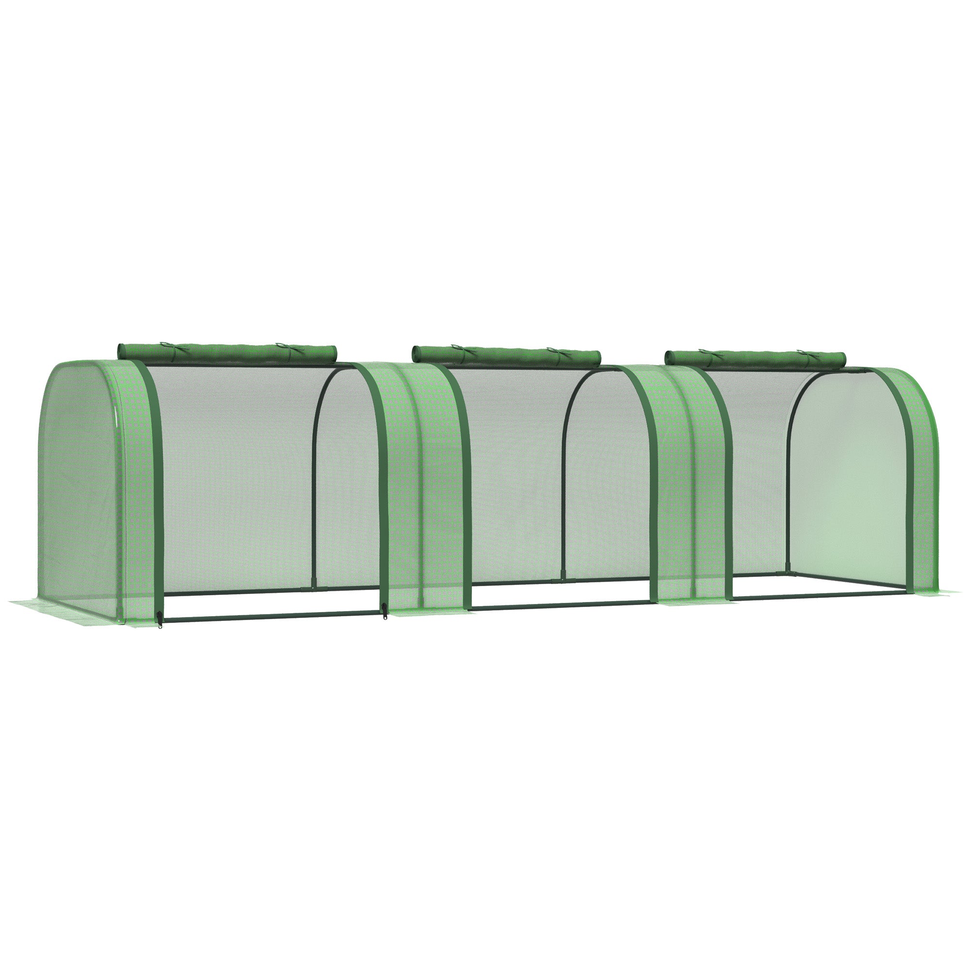 Steel and PP Plastic Tunnel Greenhouse with Roll-Up Doors, 295x100x80 cm, Green
