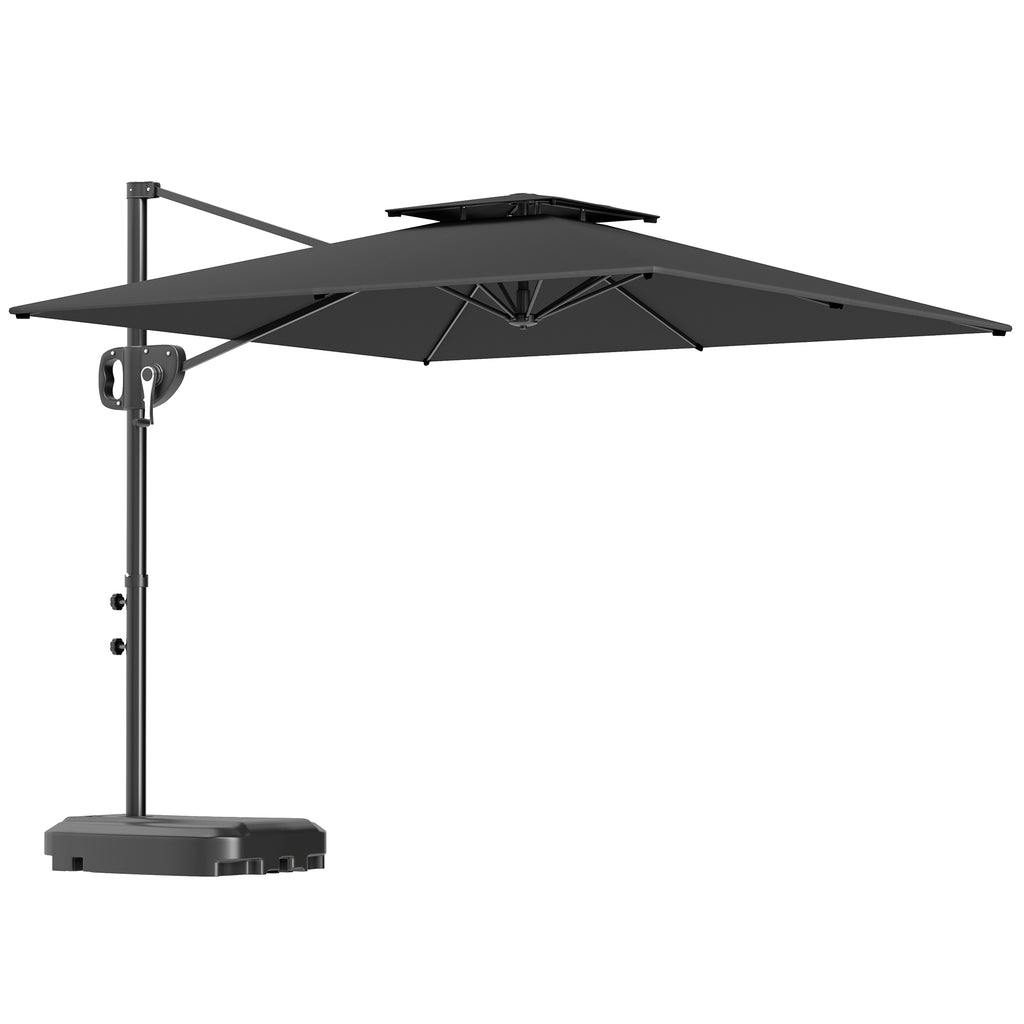 Arm Umbrella 2.5x2.5 m with Fillable Base, Crank and Tilting Head, Dark Gray