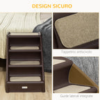 4-Step Folding Dog Ladder, Non-Slip PP, Brown