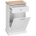 HOMCOM Kitchen Sideboard, Kitchen Cabinet with 38-Liter Trash Can Stand, Drawer, White