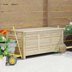 Outdoor Trunk 185L with 2 Wheels with Inner Tarpaulin and Lid, in Fir Wood, 110x50x50 cm, Wood Color