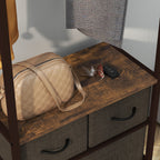HOMCOM Floor Coat Hanger with Rod, 3 Drawers and Shelves, in MDF Wood and Steel, 58.5x30x178 cm, Brown - Borgè