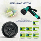 Outsunny Retractable Garden Hose Reel with 25+2m Water Hose and 7 Nozzles for Irrigation, Green and Light Grey