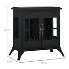 Stainless Steel Bio Ethanol Fireplace with 0.9L Burner for 3 Hours Burning Time, 55x31x55cm, Black