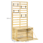 Outsunny Garden Storage Bench with Trellis and 4 Wooden Shelves with Magnetic Closure, 80x45x160 cm