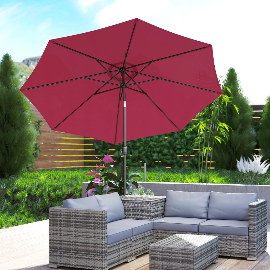 Outsunny 3x2.5 m Tilting Garden Umbrella with Removable Pole, in Metal and Polyester, Dark Red