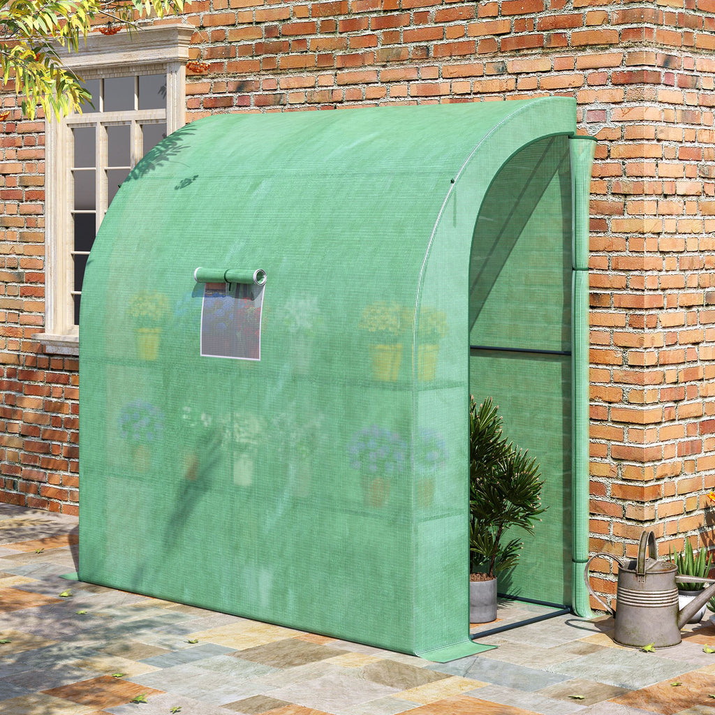 Outsunny Wall-Mounted Greenhouse with 2 Shelves for Plants and Flowers in Steel and PE, 200x100x215 cm, Green