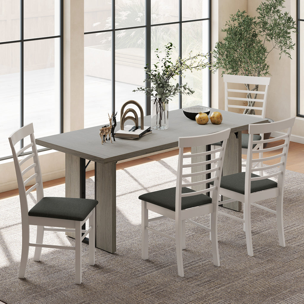 Industrial Style Dining Table for 8 People Max, in Wood and Steel, 180x80x75 cm, Grey