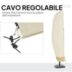 3x3m Waterproof Umbrella Cover, Cantilever Umbrella Cover with Zipper and Tie, Beige