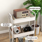 HOMCOM 3-Tier Kitchen Trolley with Handles and 4 Wheels, Steel, 45x30.6x79 cm, White - Borgè