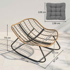 Outsunny Indoor/Outdoor Rocking Chair with Extra-Wide 60cm Seat and Padded Cushion, Grey
