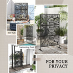 Outsunny decorative outdoor paragraph in steel with leaf design, 122x198cm, black - Borgè