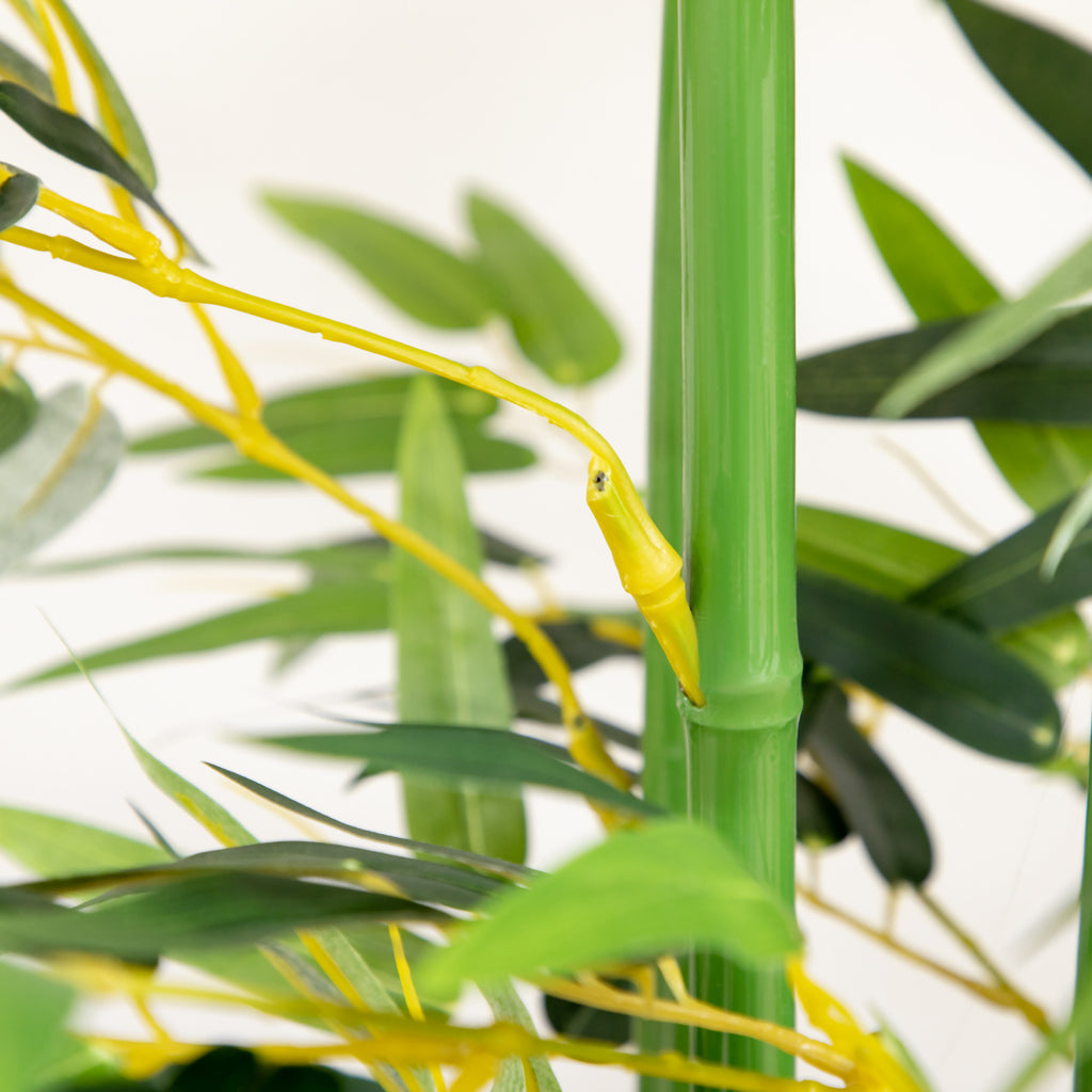 180cm Tall Artificial Bamboo Plant with 1640 Leaves and Pine Wood Base 35x10x10cm, Green