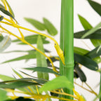 180cm Tall Artificial Bamboo Plant with 1640 Leaves and Pine Wood Base 35x10x10cm, Green