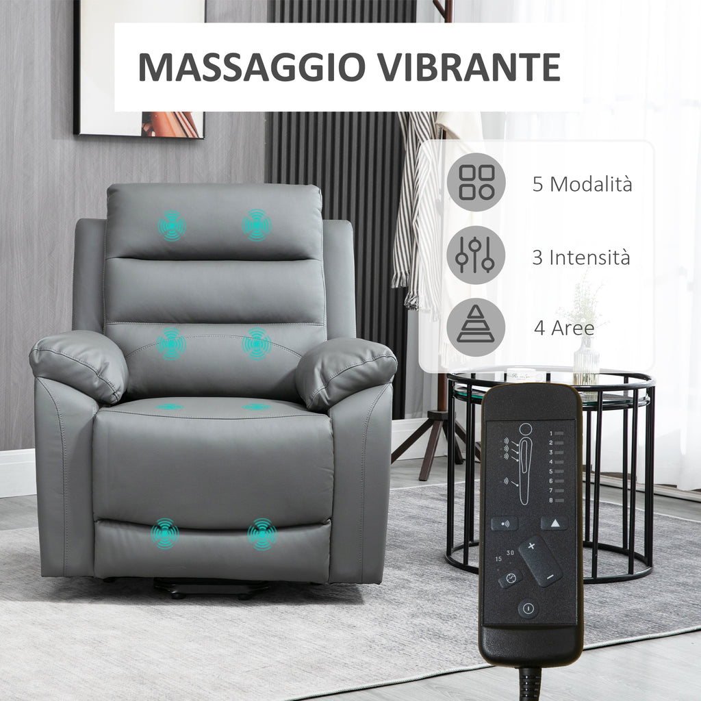 Lift Chair Reclining up to 135° with 8 Massage Points, Remote Control and Footrest, 91x86x101 cm