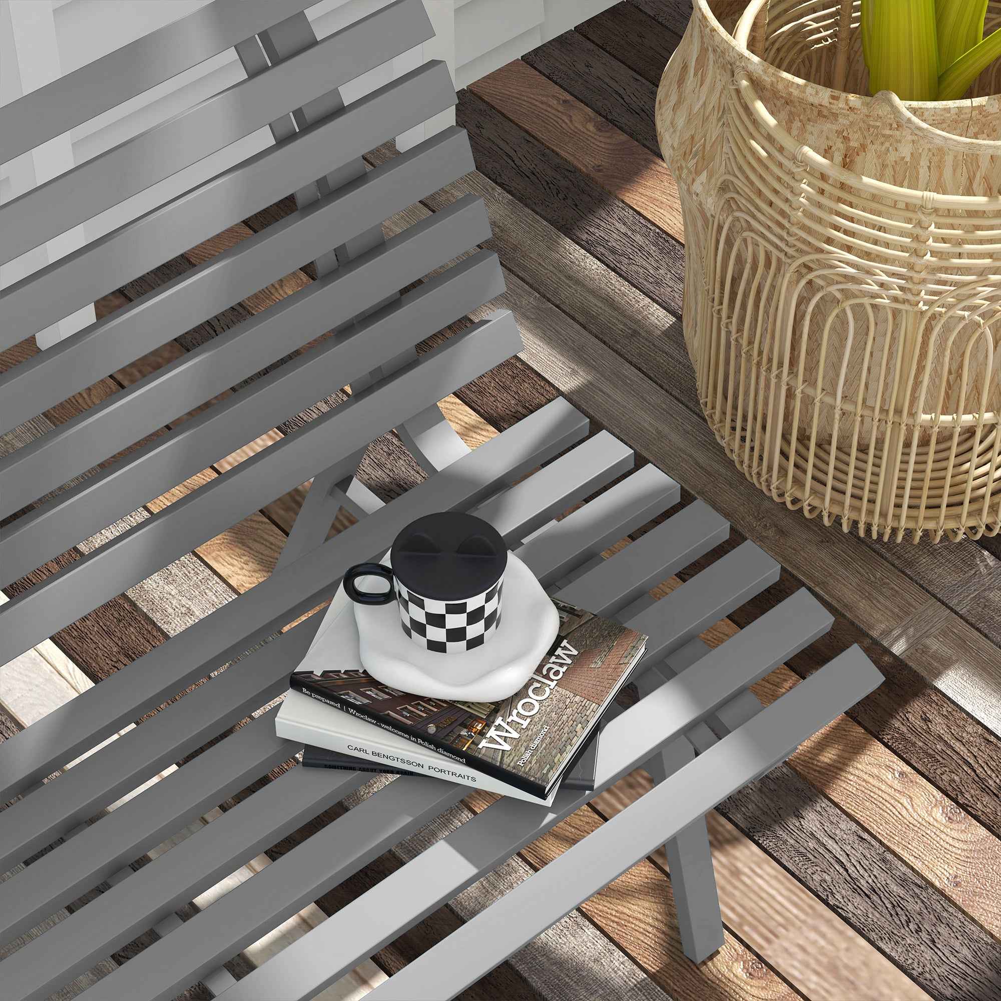 Outsunny 2-Seater Garden Bench with Aluminum Slats, 123x67x79 cm, Gray