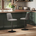 Set of 2 Swivel Bar Stools with Adjustable Height, in Linen Effect Fabric, 44x53x91-111 cm, Dark Grey