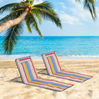 Set of 2 Folding Beach Chairs with Adjustable Backrest and Headrest, 53x124x35-45 cm, Multicolor