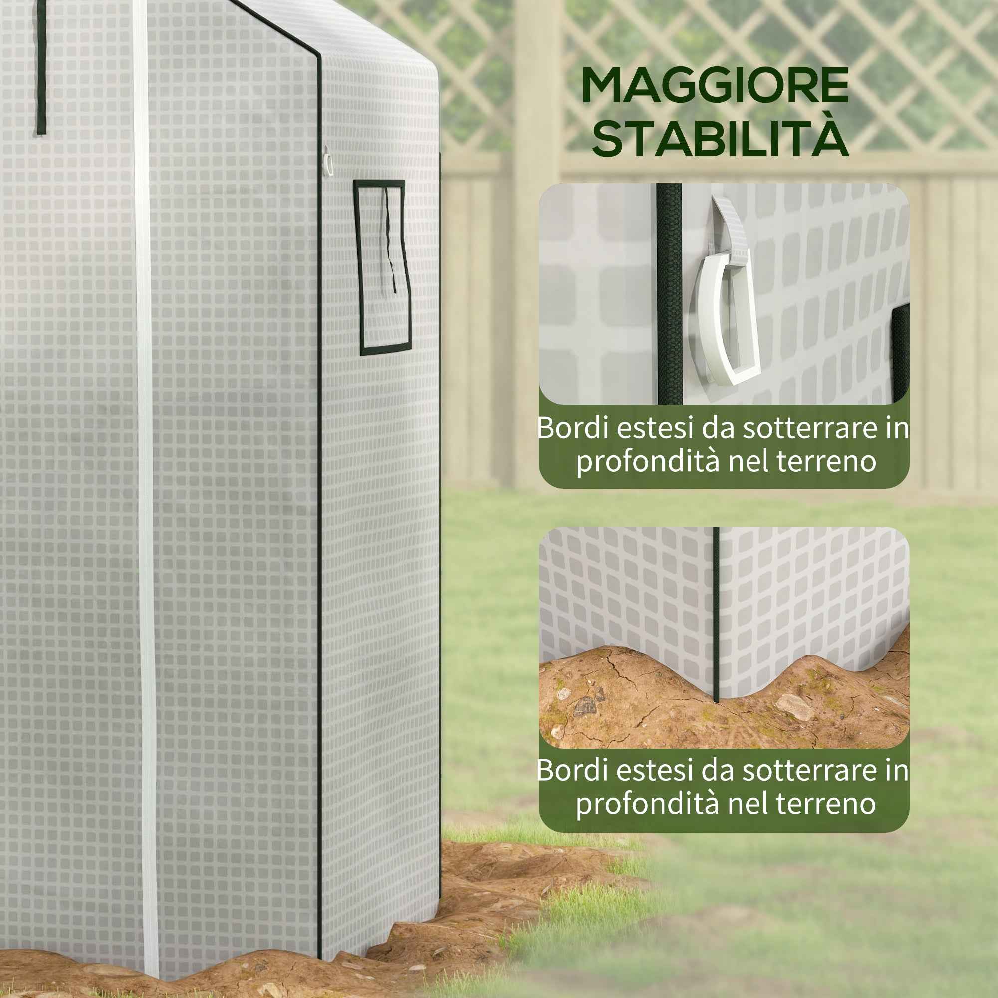 Outsunny PE Garden Greenhouse Cover with Hinged Door and Windows, 140x73x190 cm, White