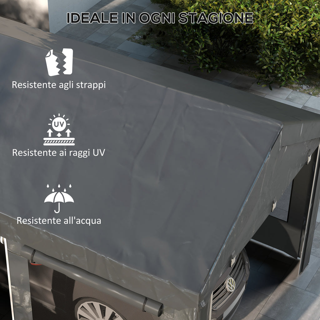 Outsunny 6x3m Dark Grey Adjustable Height Car and Party Tent with 4 Doors and 4 Windows