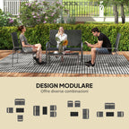 4-Piece Outdoor Set with Coffee Table, 2 Chairs and Sofa with Adjustable Backrest, in Steel and Black Textilene