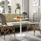 Round Kitchen Table for 2 People with a Modern Design in Steel, Ø60x72 cm, White