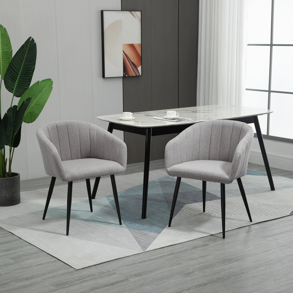 Set of 2 Modern Upholstered Chairs with Fabric Covering for Living Room and Lounge, Light Grey
