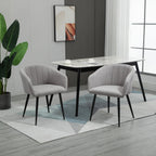 Set of 2 Modern Upholstered Chairs with Fabric Covering for Living Room and Lounge, Light Grey